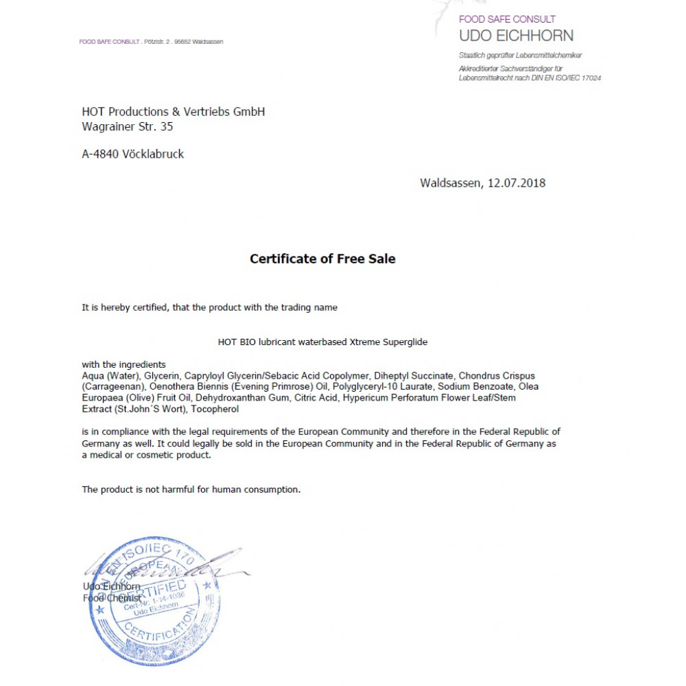 Разное - Лубрикант на водной основе Hot Bio lubricant Superglide Xtreme, 100 мл 2