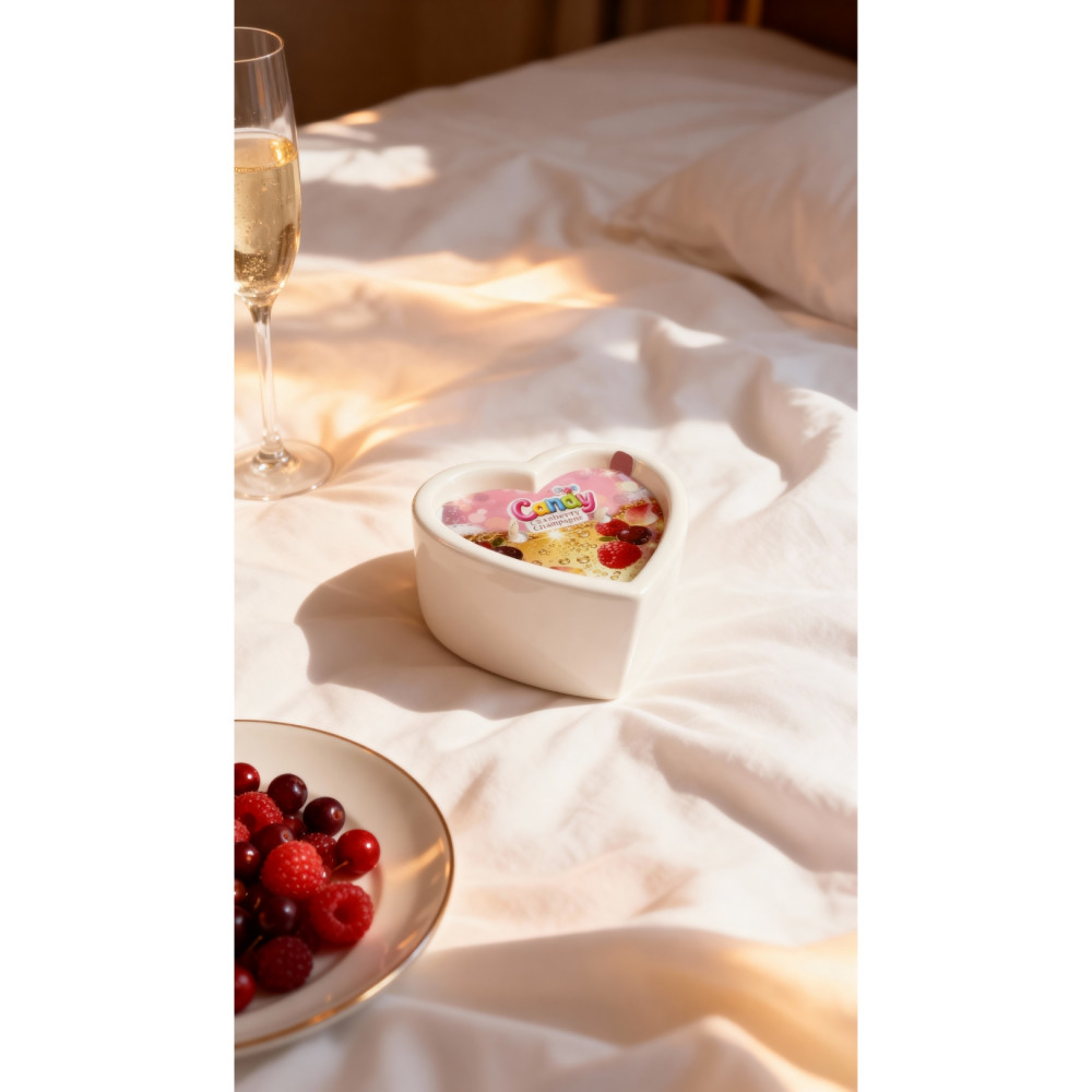 Для масажу - Масажна свічка з ароматом шампанського з журавлиною Candy Cranberry Champagne у формі серця, 70 мл 10