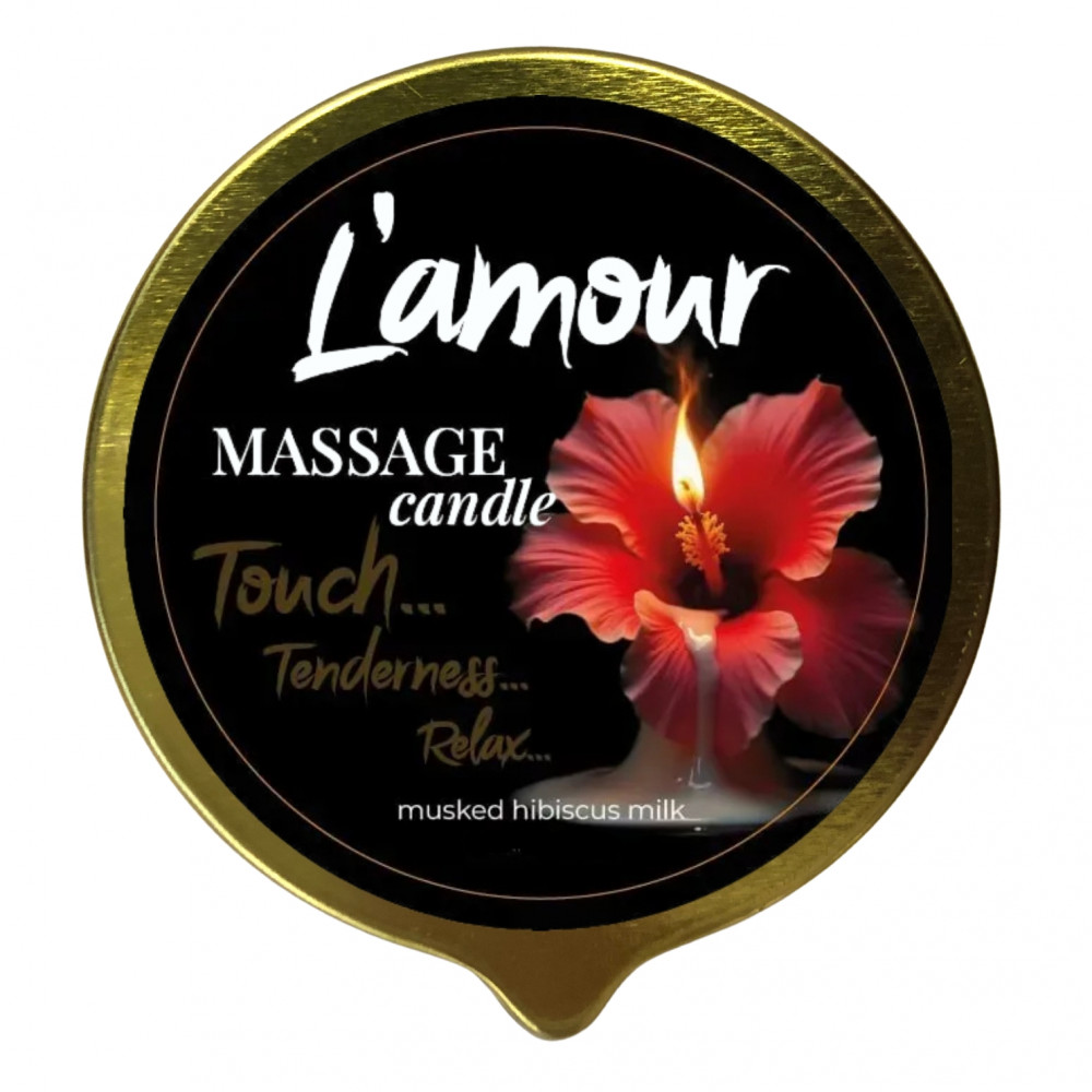 Для масажу - Масажна свічка L'amour Musked Hibiscus & Milk, золота, 70 мл