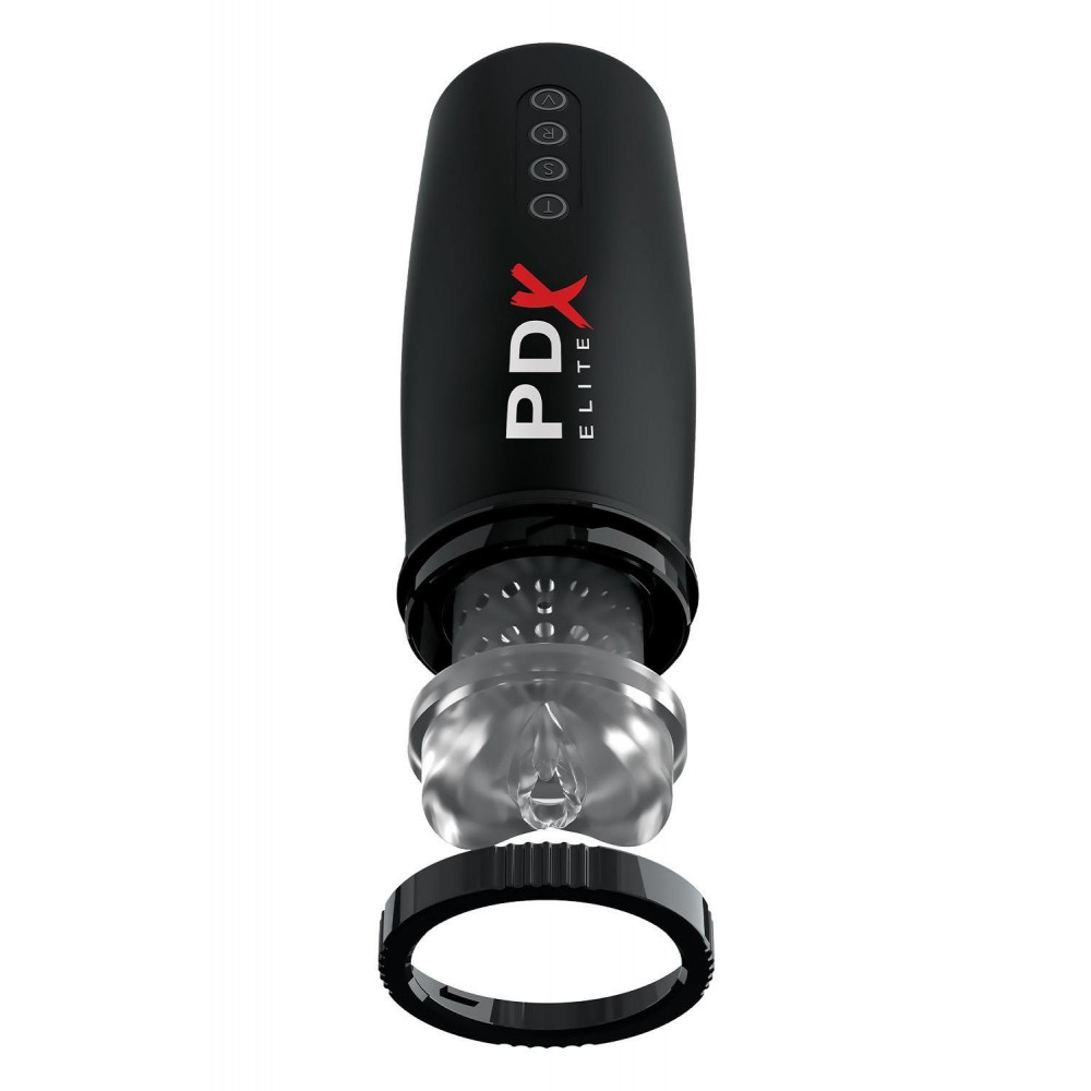 Мастурбаторы с вибрацией - Мастурбатор Pipedream PDX Elite с вибрацией и всасыванием, черный, 22 см 4