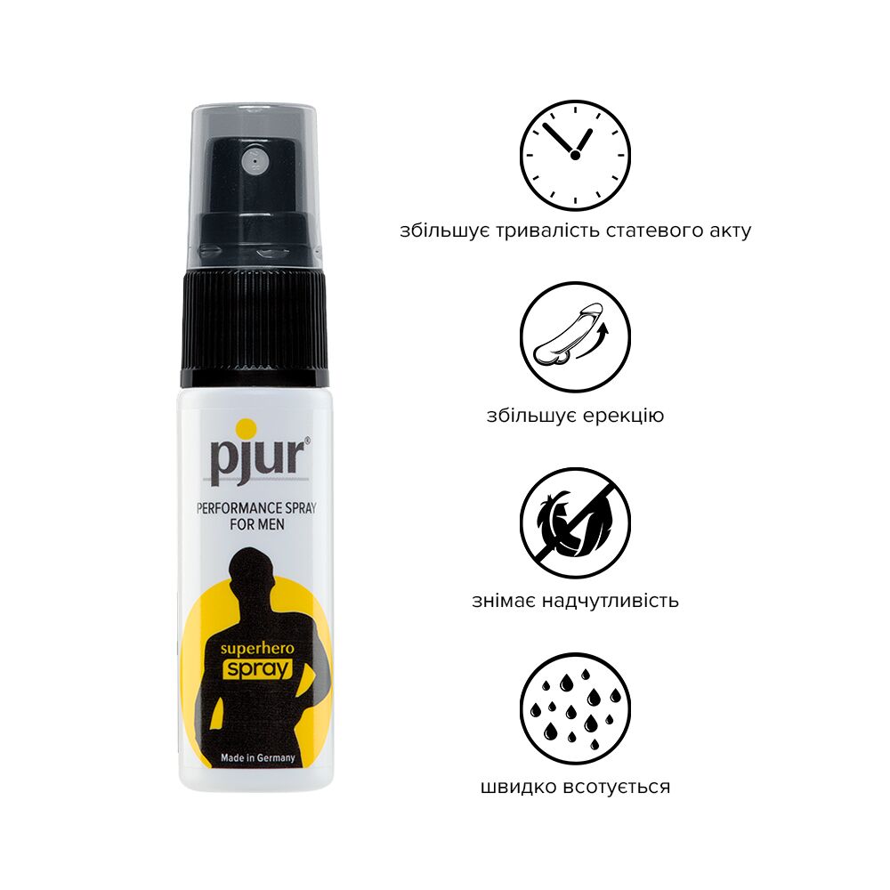 Мужские возбудители - Пролонгирующий спрей pjur Superhero Spray 20 мл, впитывается в кожу, натуральные компоненты 2