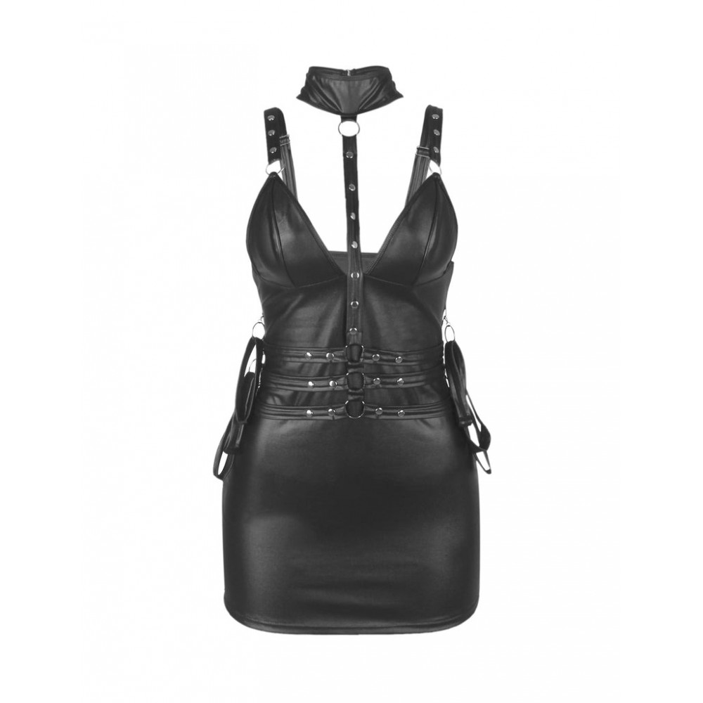 Різне - Сукня зі штучної шкіри та ремінцями на руки та шию Star Night з трусиками, чорний, М 12