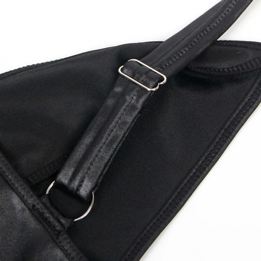 Різне - Сукня зі штучної шкіри та ремінцями на руки та шию Star Night з трусиками, чорний, М 5