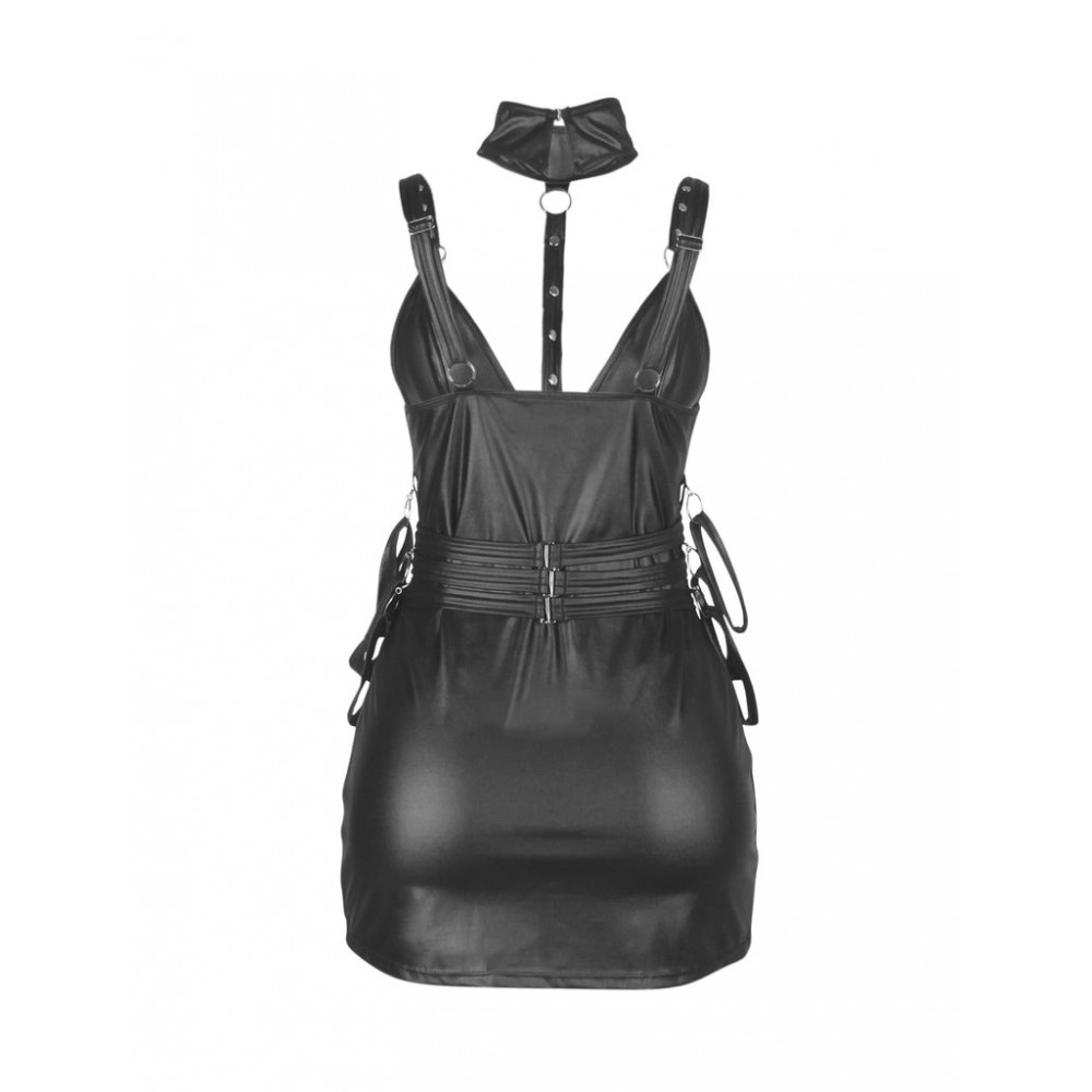 Різне - Сукня зі штучної шкіри та ремінцями на руки та шию Star Night з трусиками, чорний, М 11