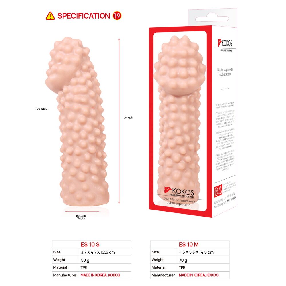 Эрекционные кольца без вибрации - Насадка на член Kokos Extreme Sleeve ES.10 размер M 9