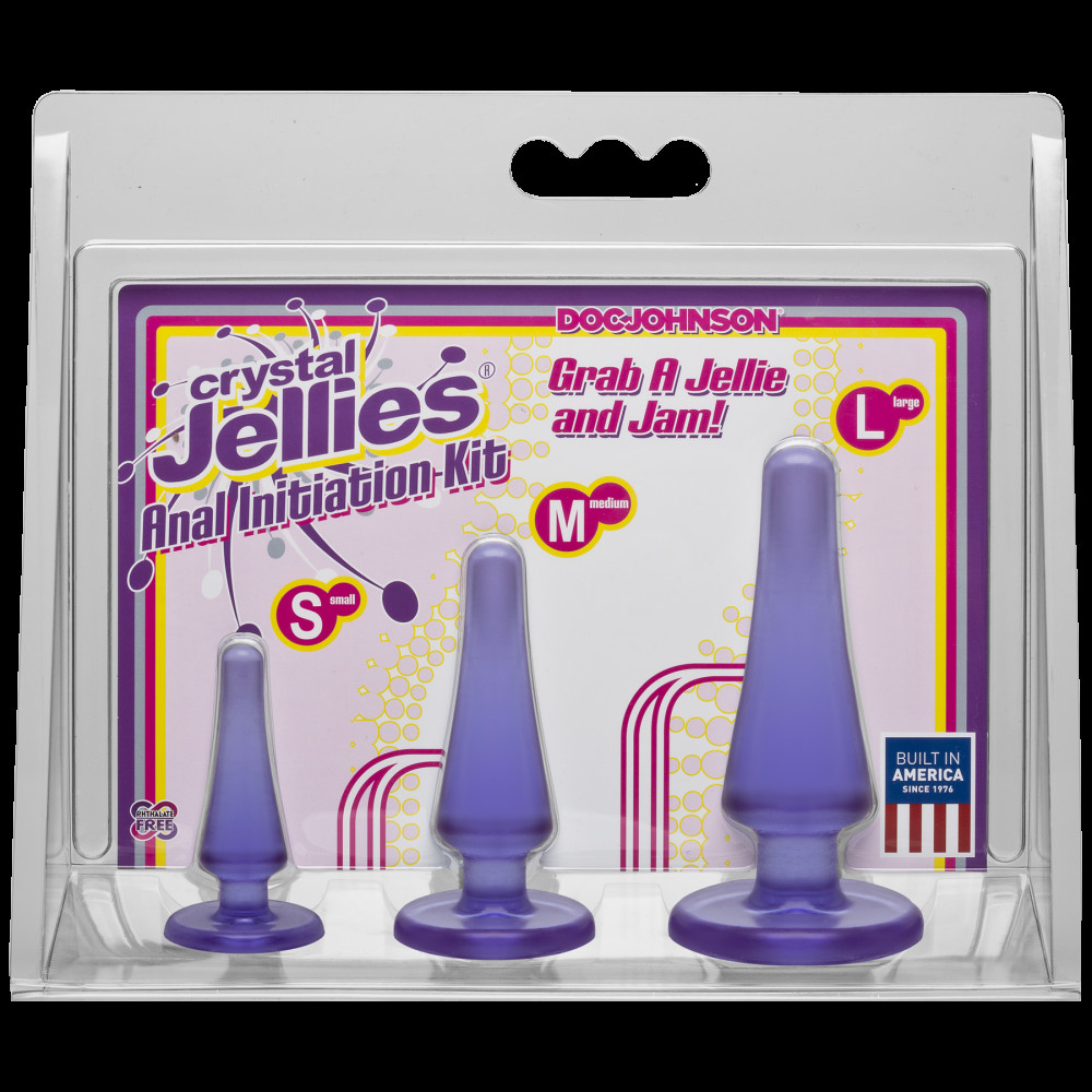 Наборы анальных пробок - Набор анальных пробок Doc Johnson Crystal Jellies Anal - Purple, макс. диаметр 2см - 3см - 4см 1