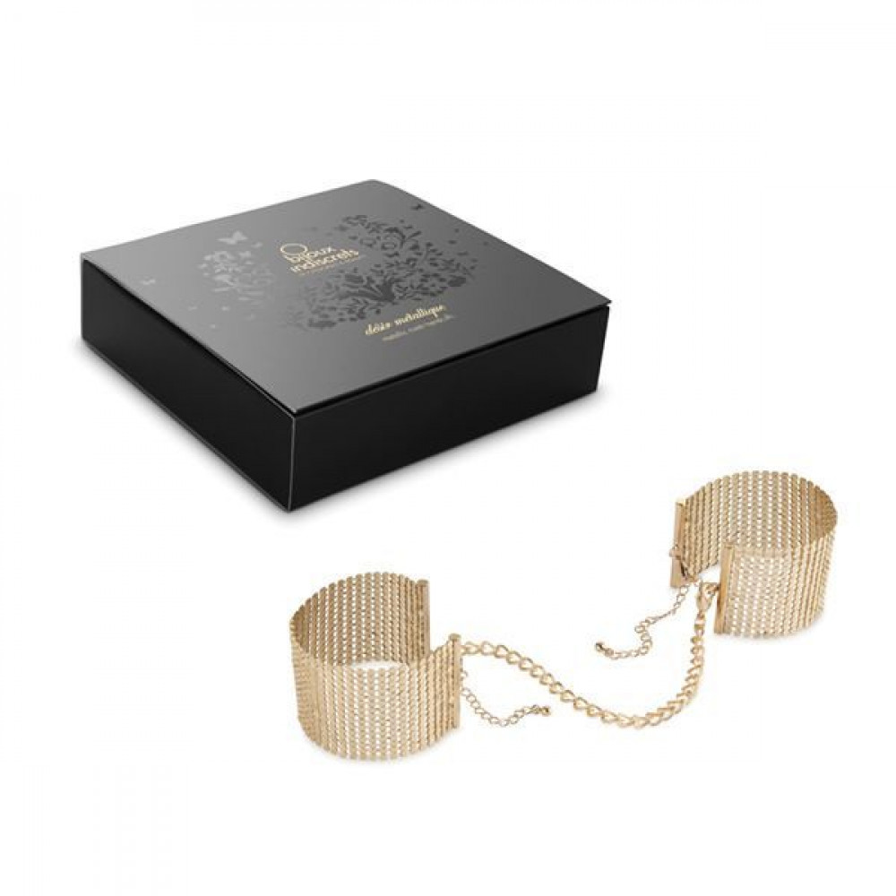 Наручники, веревки, бондажы, поножи - Наручники Bijoux Indiscrets Desir Metallique Handcuffs - Gold, металлические, стильные браслеты 5