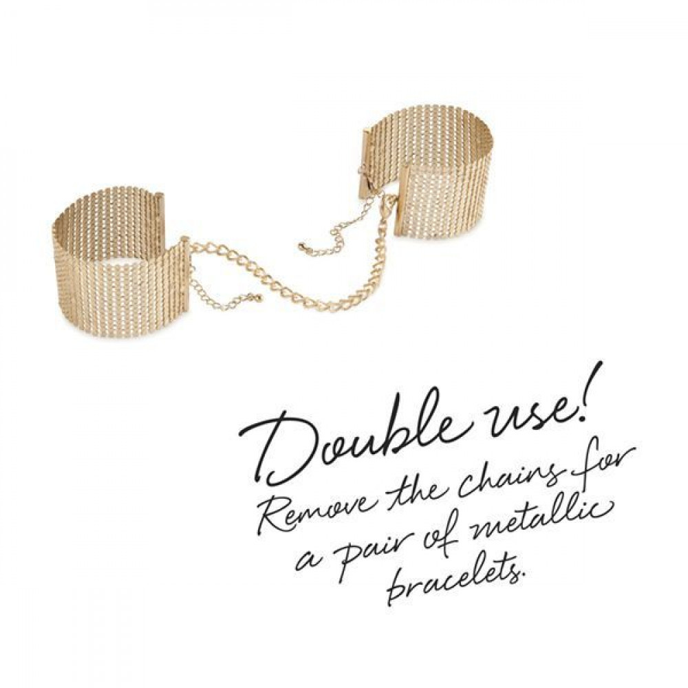 Наручники, веревки, бондажы, поножи - Наручники Bijoux Indiscrets Desir Metallique Handcuffs - Gold, металлические, стильные браслеты 4