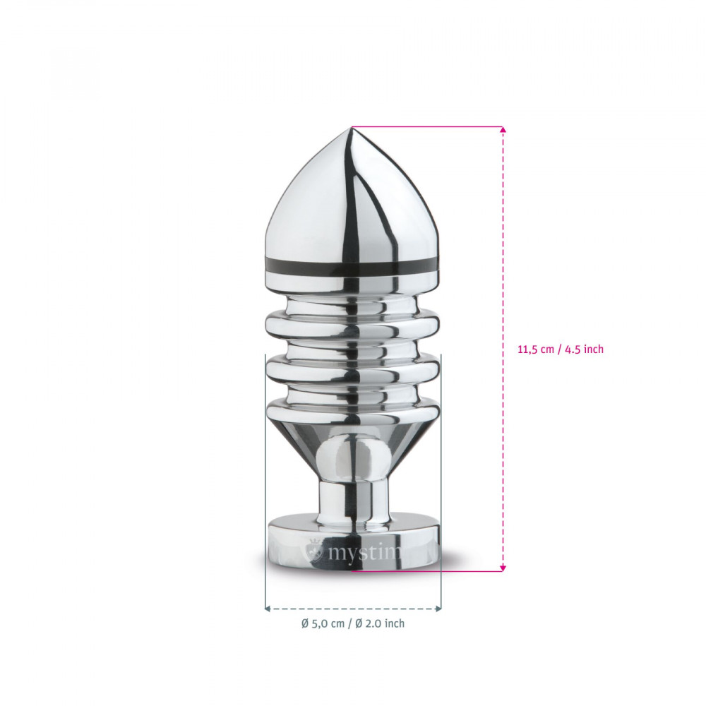 Різне - Металева анальна пробка Mystim Hector Helix L для електростимулятора, діаметр 5 см 3