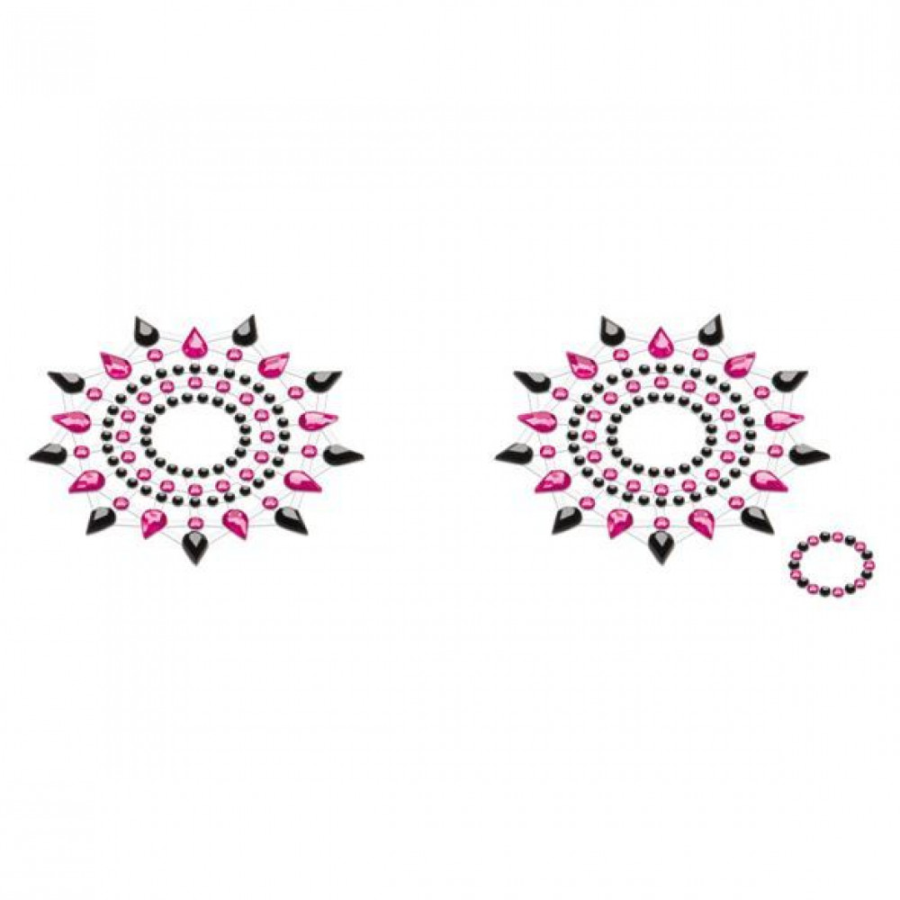 Интимные украшения - Пэстис из кристаллов Petits Joujoux Gloria set of 2 - Black/Pink, украшение на грудь