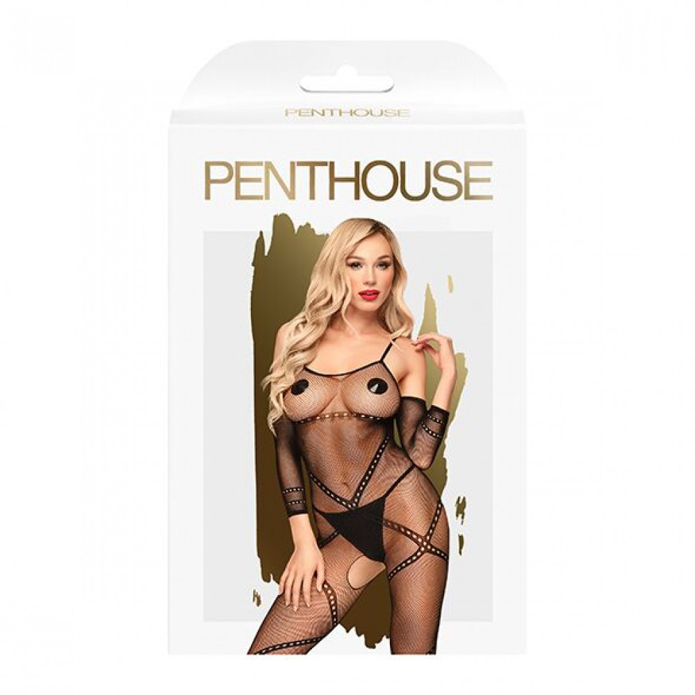 Бодистокинг - Бодистокинг с контрастным узором Penthouse - Under Arrest Black XL 2