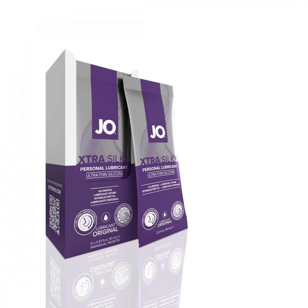 Пробники - Набор лубрикантов Foil Display Box – JO Xtra Silky Silicone – 12 x 10ml