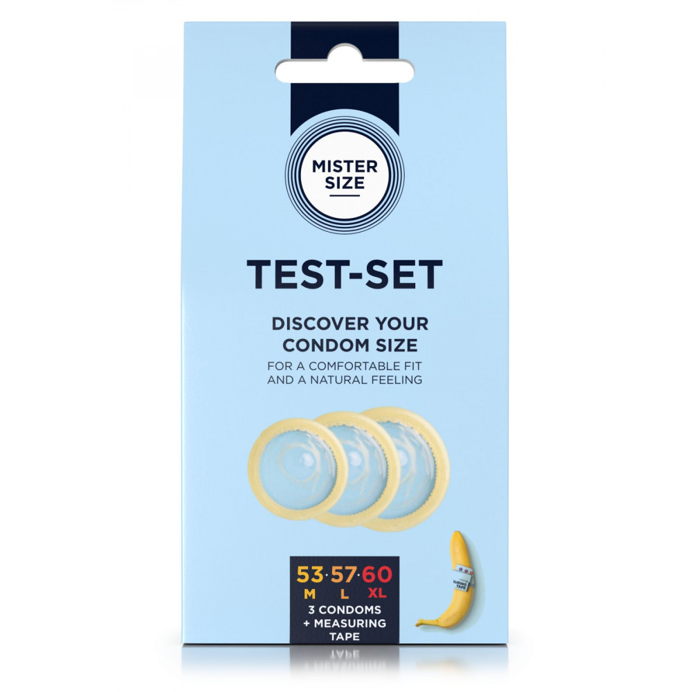 Презервативы - Набор презервативов Mister Size test-set 53–57–60, 3 размера + линейка, толщина 0,05 мм