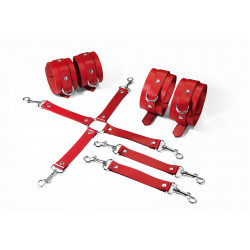 Набор для БДСМ 3 в 1 Feral Feelings BDSM Kit 3 Red, red, наручники, поножи, крестовина