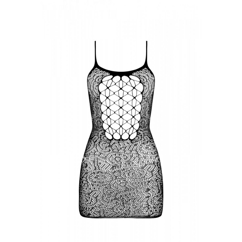 Бодистокинг - Ажурное мини-платье на тонких бретелях Passion BS096 One Size, white, плетение на груди 7