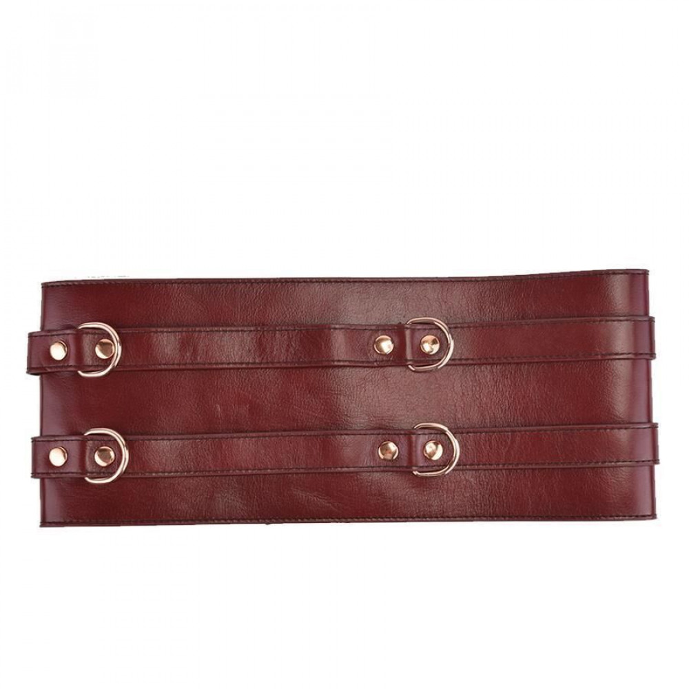 Наручники, веревки, бондажы, поножи - Кожаный пояс для бондажа Liebe Seele Wine Red Waist Cuff L Size 3