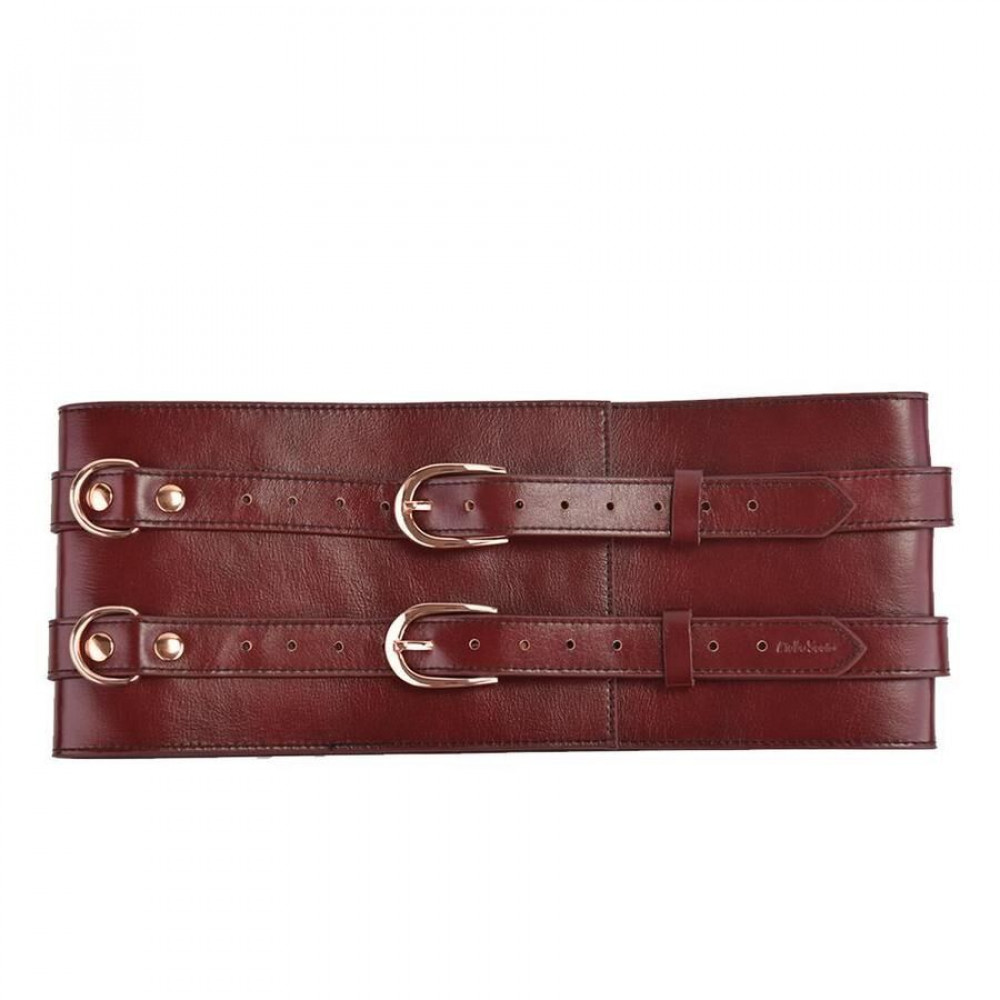 Наручники, веревки, бондажы, поножи - Кожаный пояс для бондажа Liebe Seele Wine Red Waist Cuff L Size 4