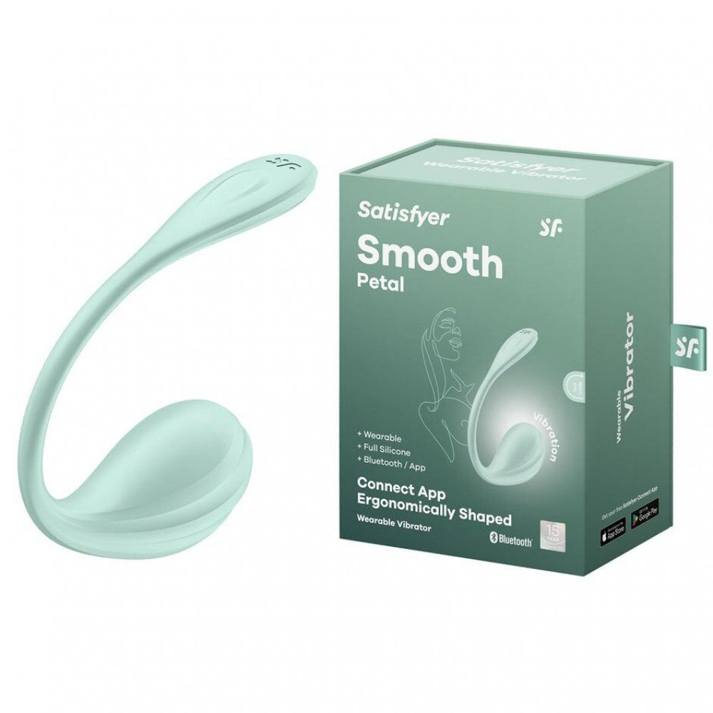 Виброяйцо - Виброяйцо Satisfyer Smooth Petal Connect App Light Blue 7