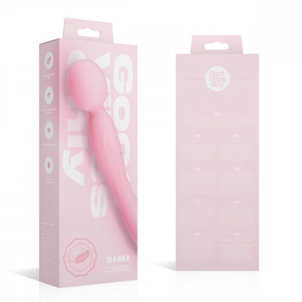 Для LGBTQ+ - Вібромасажер Good Vibes Only - SIMI Double-Sided Wand Vibrator Soft Silicone - Pink 9