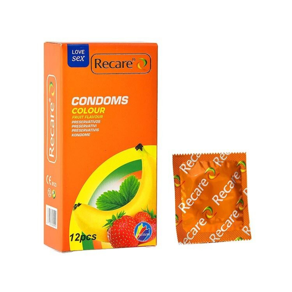 Презервативы - Презервативы Recare Color Fruit Flavour Condoms 12 шт, ароматы: мята, банан, клубника