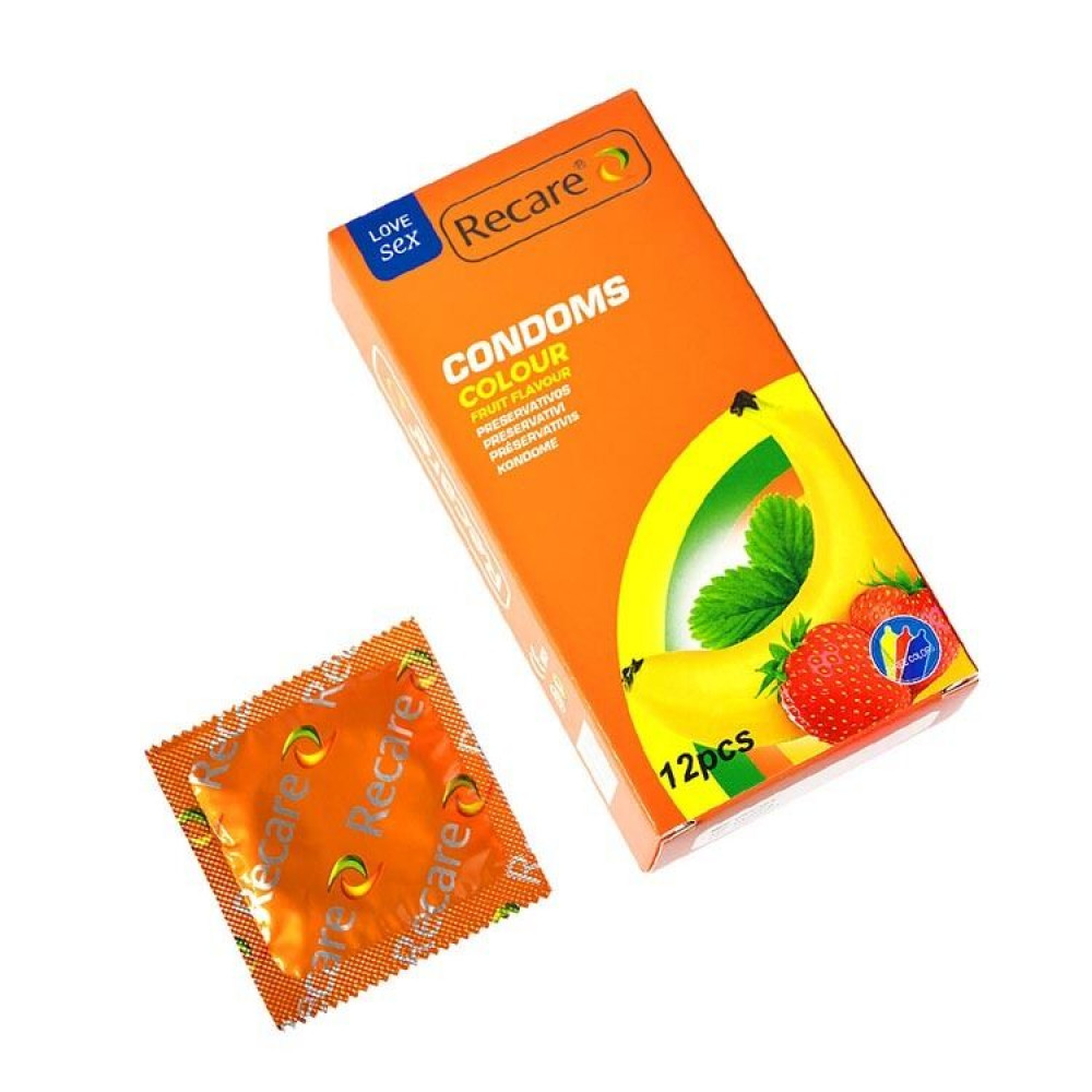 Презервативы - Презервативы Recare Color Fruit Flavour Condoms 12 шт, ароматы: мята, банан, клубника 1