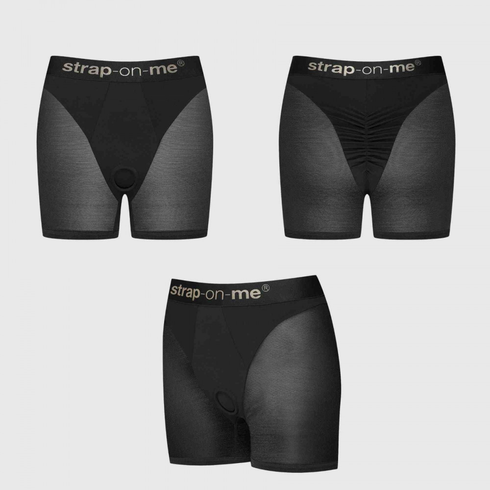 Страпоны - Шорты с фиксацией дилдо Strap-On-Me Harness Lingerie Halo - L - Black 1