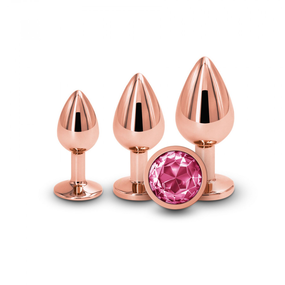 Анальные игрушки - Набор анальных пробок NS Novelties Rear Assets - Trainer Kit - Rose Gold - Pink Gem