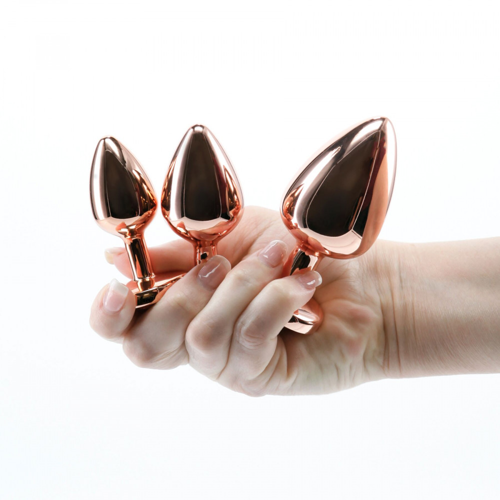 Анальные игрушки - Набор анальных пробок NS Novelties Rear Assets - Trainer Kit - Rose Gold - Pink Gem 1