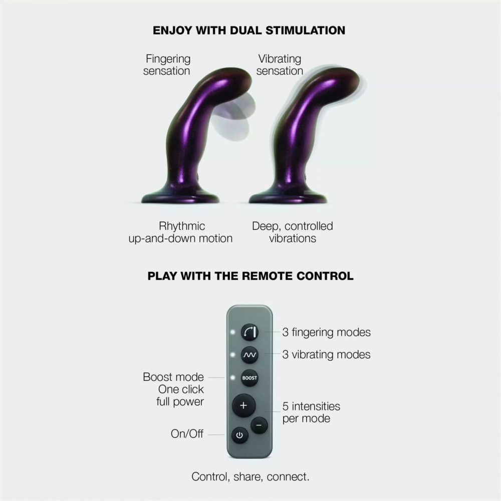 Фалоімітатор - Дилдо з вібрацією Strap-On-Me FINGERING & VIBRATING DILDO - M - PURPLE, з манливим рухом 1