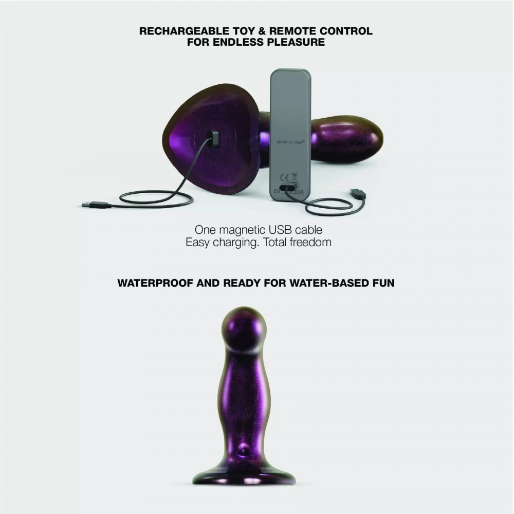 Фалоімітатор - Дилдо з вібрацією Strap-On-Me FINGERING & VIBRATING DILDO - M - PURPLE, з манливим рухом 2