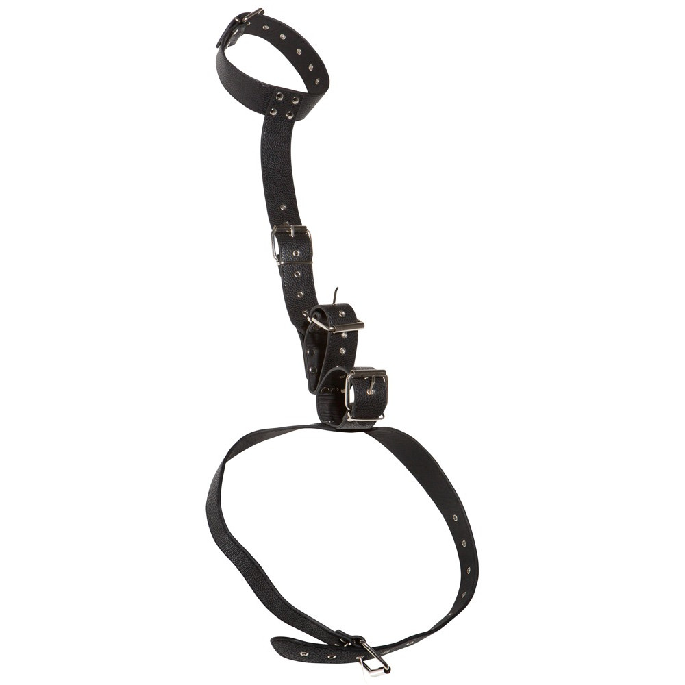 Наручники, веревки, бондажы, поножи - Система фиксации Bad Kitty Neck and Hand Restraints, черного цвета 4