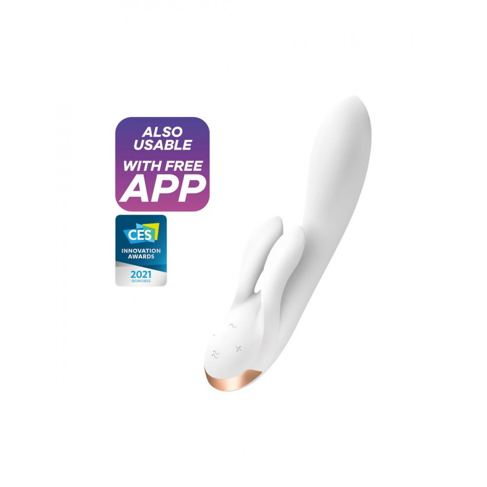 Вибратор-кролик - Смарт вибратор-кролик с двойным отростком Satisfyer Double Flex White