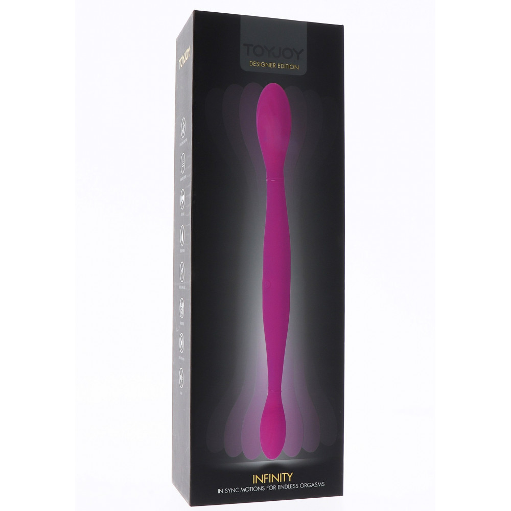 Секс игрушки - Вибратор двойной нереалистичный TOY JOY Infinity фиолетовый, 37 х 3.5 см 1