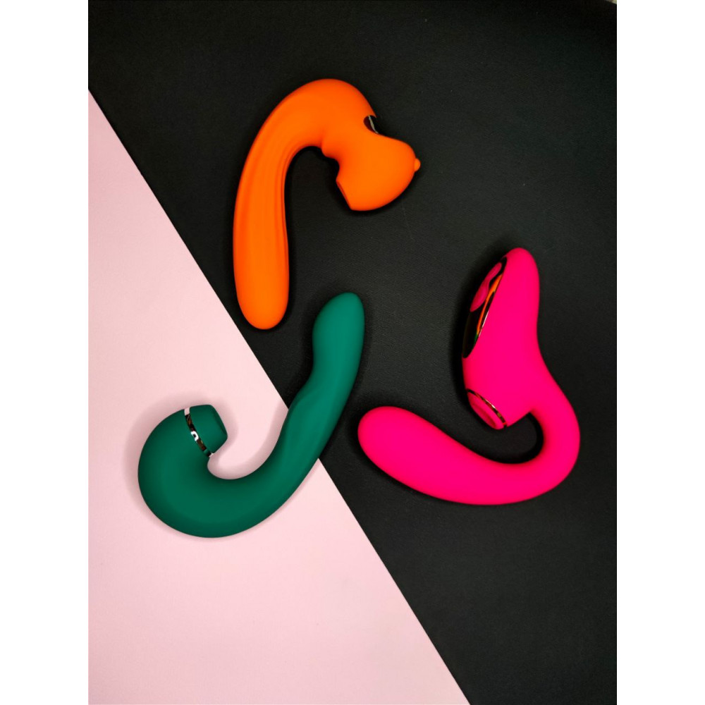 Разное - Вибратор Chisa Kissen Kraken с вакуумной стимуляцией и вибрацией, оранжевый 13