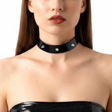 Лакований чокер з шипами Art of Sex - Mistress, колір чорний, розмір L