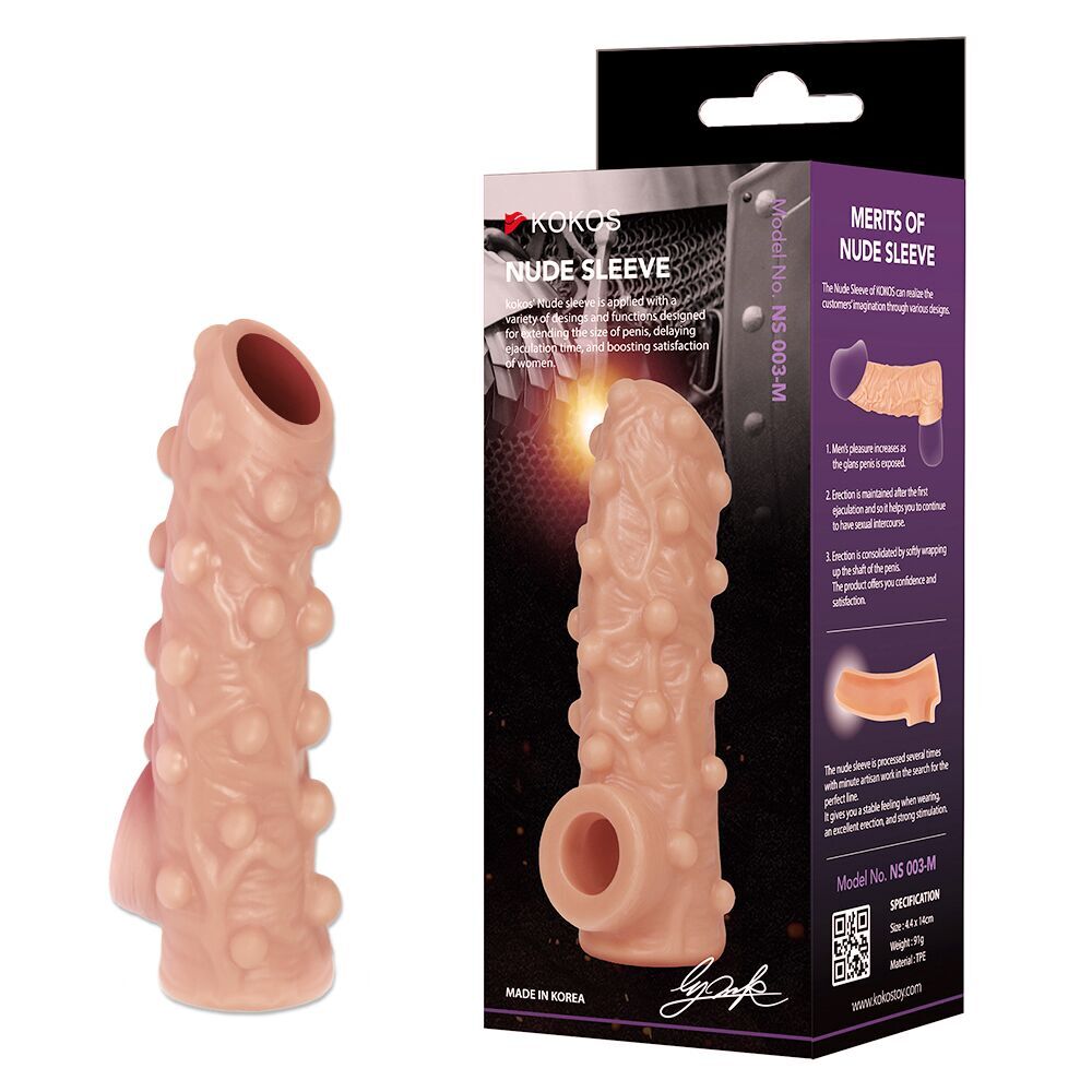 Ерегційні кільця без вібрації - Насадка на член Kokos Nude Sleeve NS 003 S 1