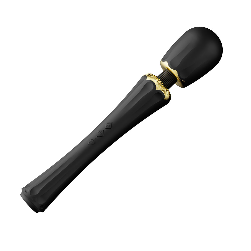 Вибромассажеры - Вибратор микрофон с насадками Zalo Kyro Wand Obsidian Black 8