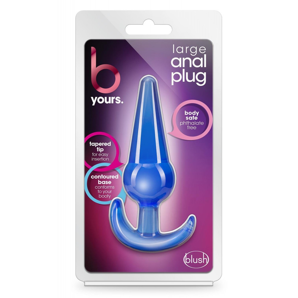 Анальные игрушки без вибрации - Анальная пробка конической формы со стопером Blush b yours синяя 4