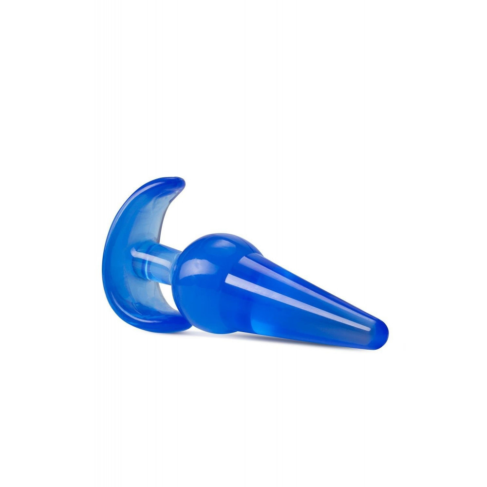 Анальные игрушки без вибрации - Анальная пробка конической формы со стопером Blush b yours синяя 2