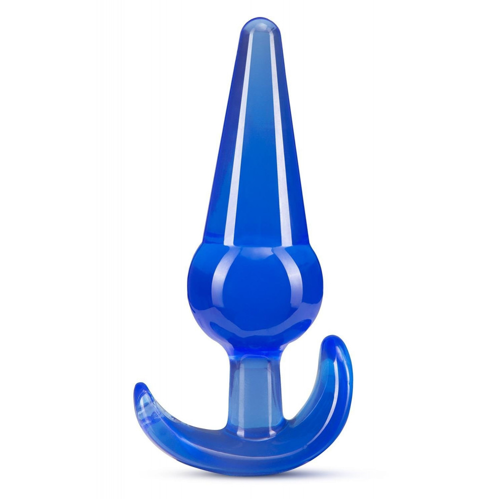 Анальные игрушки без вибрации - Анальная пробка конической формы со стопером Blush b yours синяя