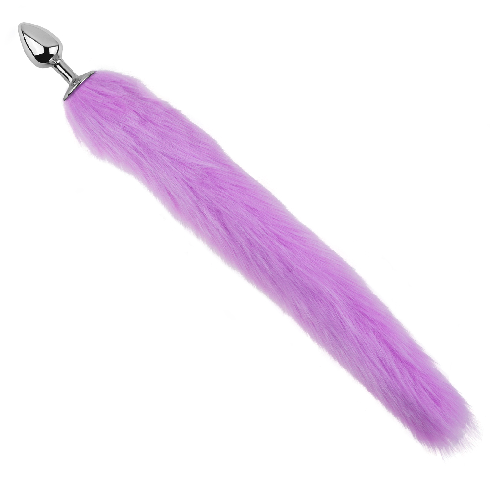 - Анальная пробка с хвостом EGZO - Fox Tail Silver Plug Purple, size S 1