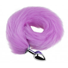 Анальная пробка с хвостом EGZO - Fox Tail Silver Plug Purple, size S