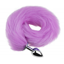 Анальна пробка з хвостом EGZO - Fox Tail Silver Plug Purple, size S