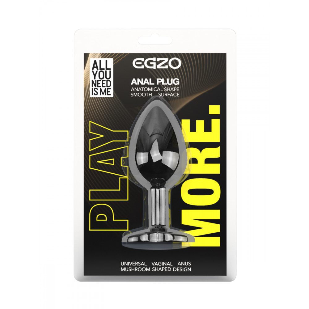  - Анальная пробка с кристаллом EGZO - Dark Silver Heart Plug Amethyst size M 5