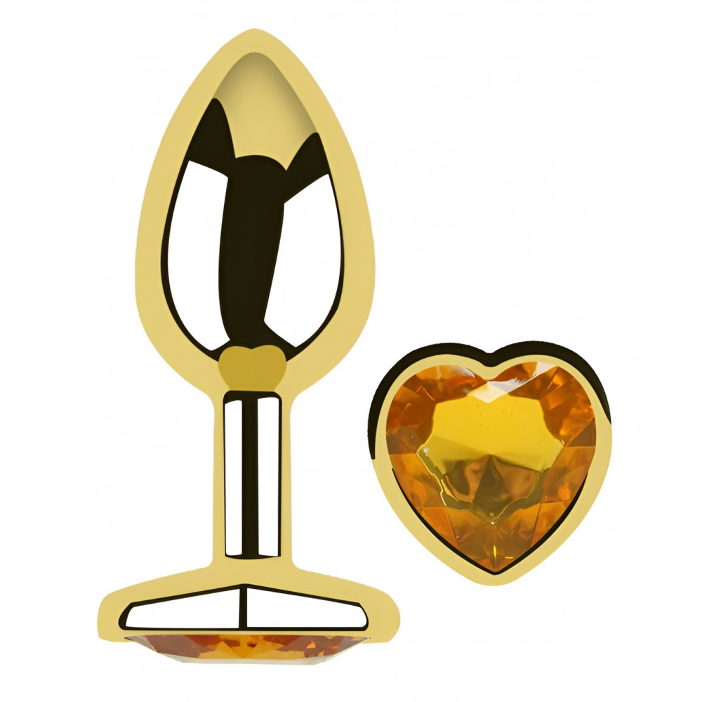  - Анальная пробка с кристаллом EGZO - Gold Heart Plug Yellow size M 1
