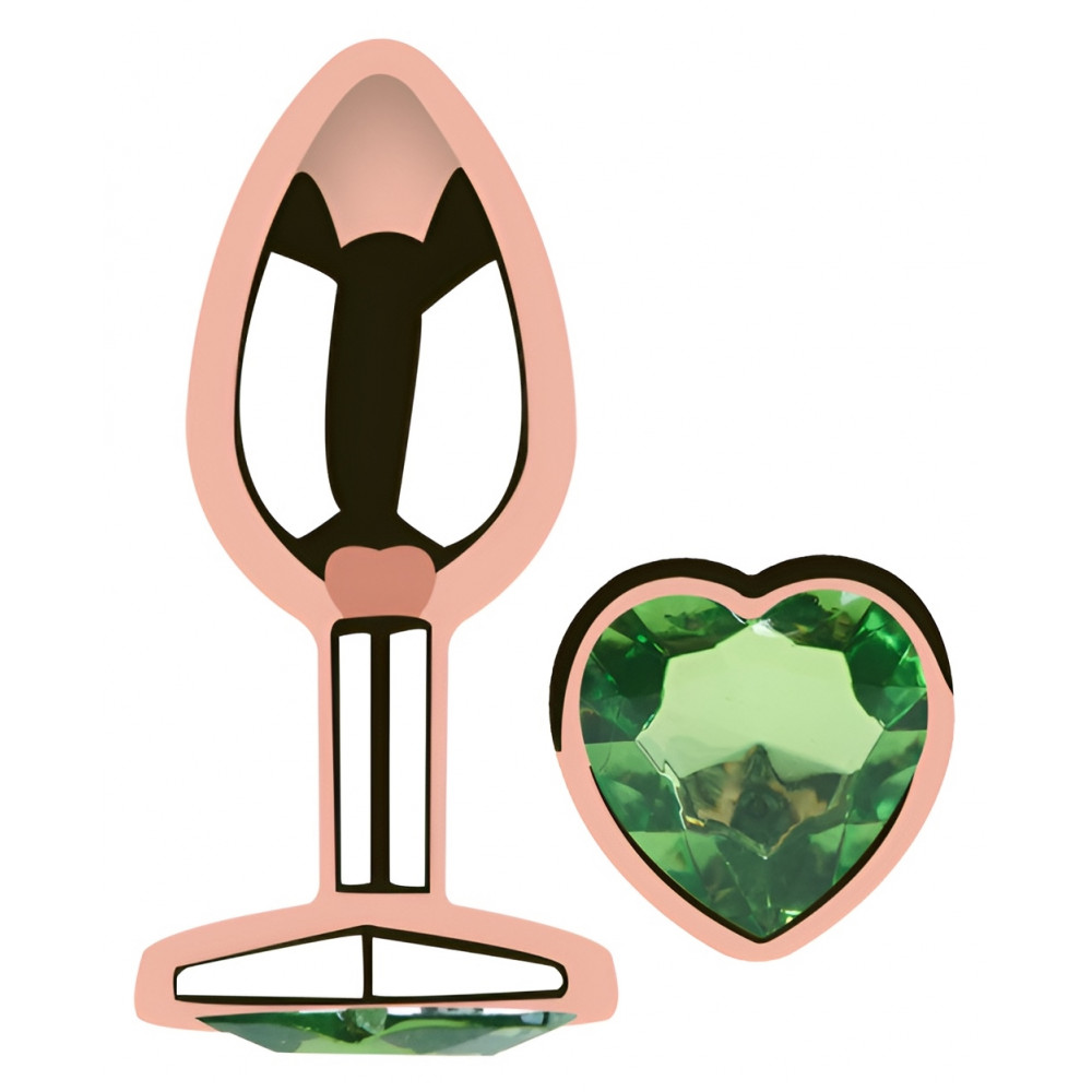 - Анальная пробка с кристаллом EGZO - Rose Gold Heart Plug Green size M 1