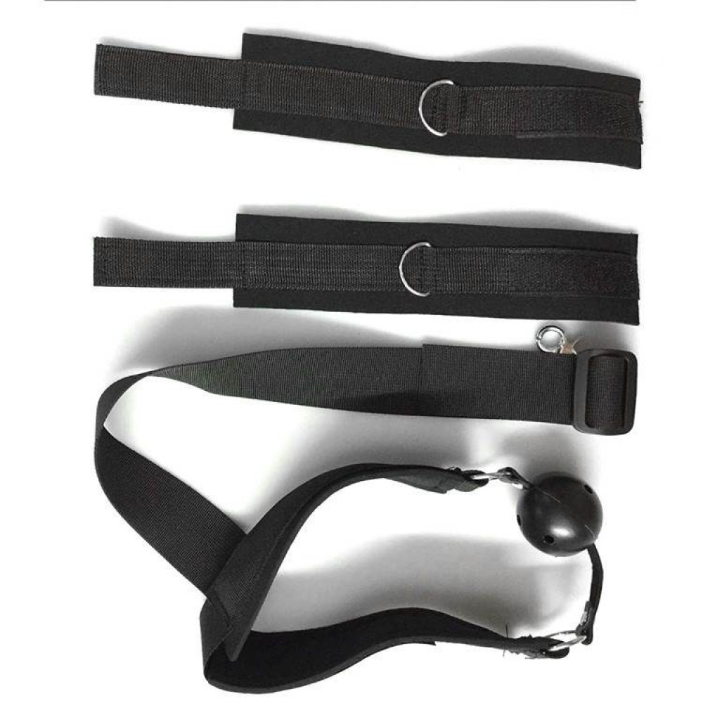 Наручники и ограничения - Бондаж с фиксацией за спиной Star Night с кляпом и наручниками, черный, One Size 2
