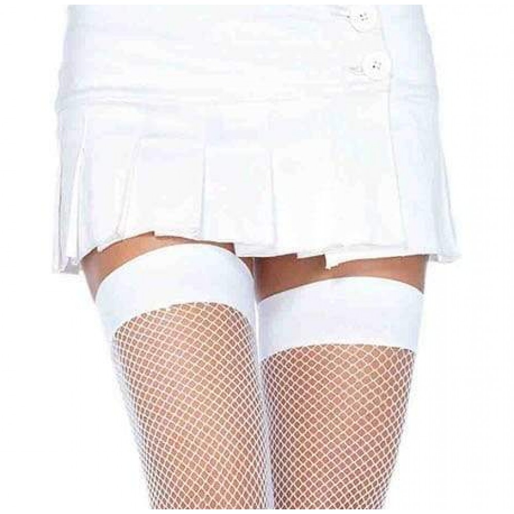 Чулки - Чулки сетка Leg Avenue Nylon Fishnet Thigh Highs, белые, O/S 1