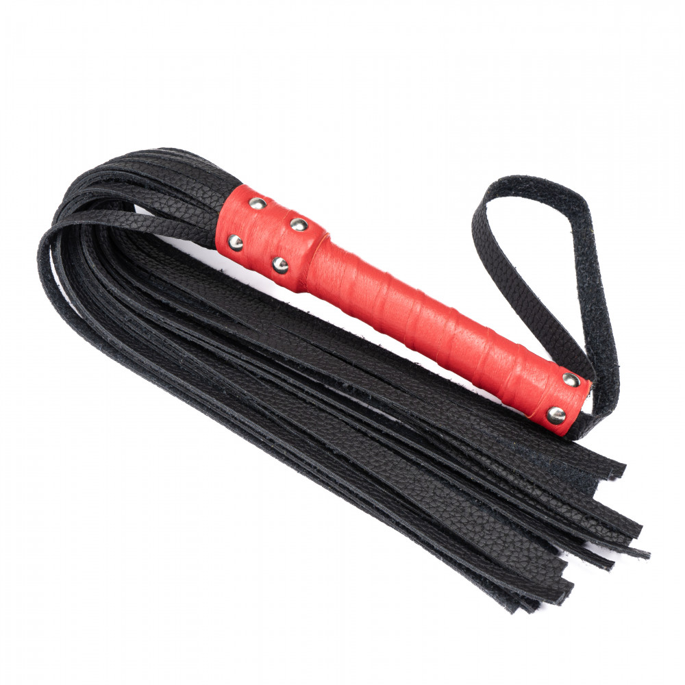 Электростимуляторы - Флоггер из комбинированной кожи Flirty COMBO Leather - Black & Red, BM-00031 1
