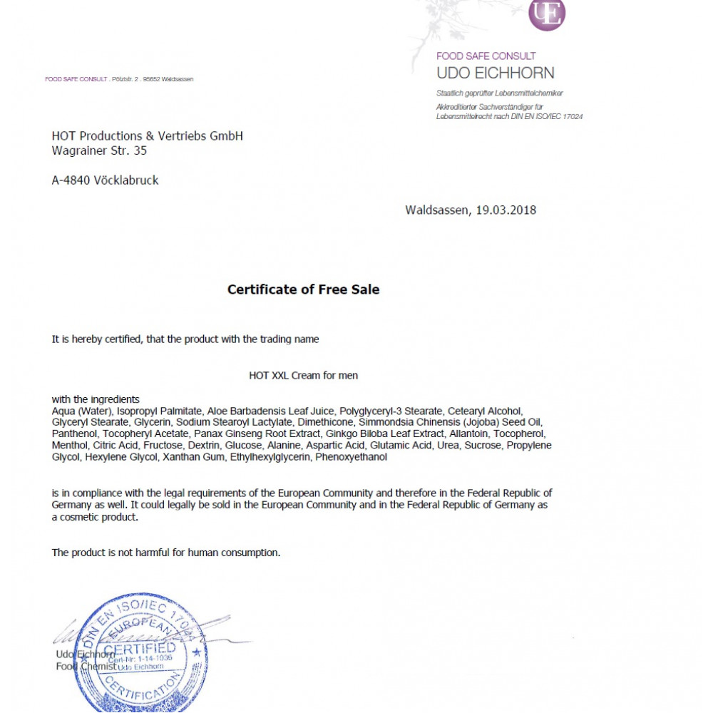 - Крем увеличивающий объем для мужчин Hot XXL, 50 мл 2